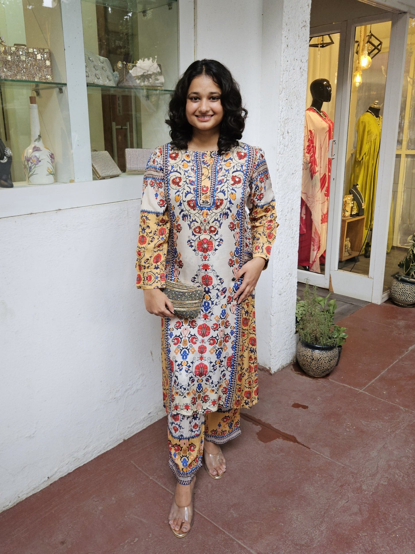 Multicolor Stylish Muslin Pant Set