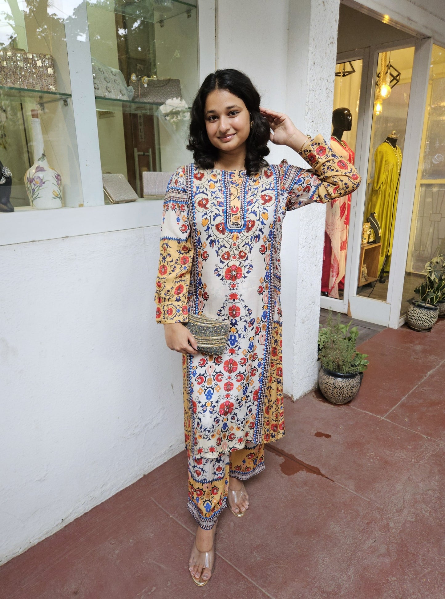 Multicolor Stylish Muslin Pant Set