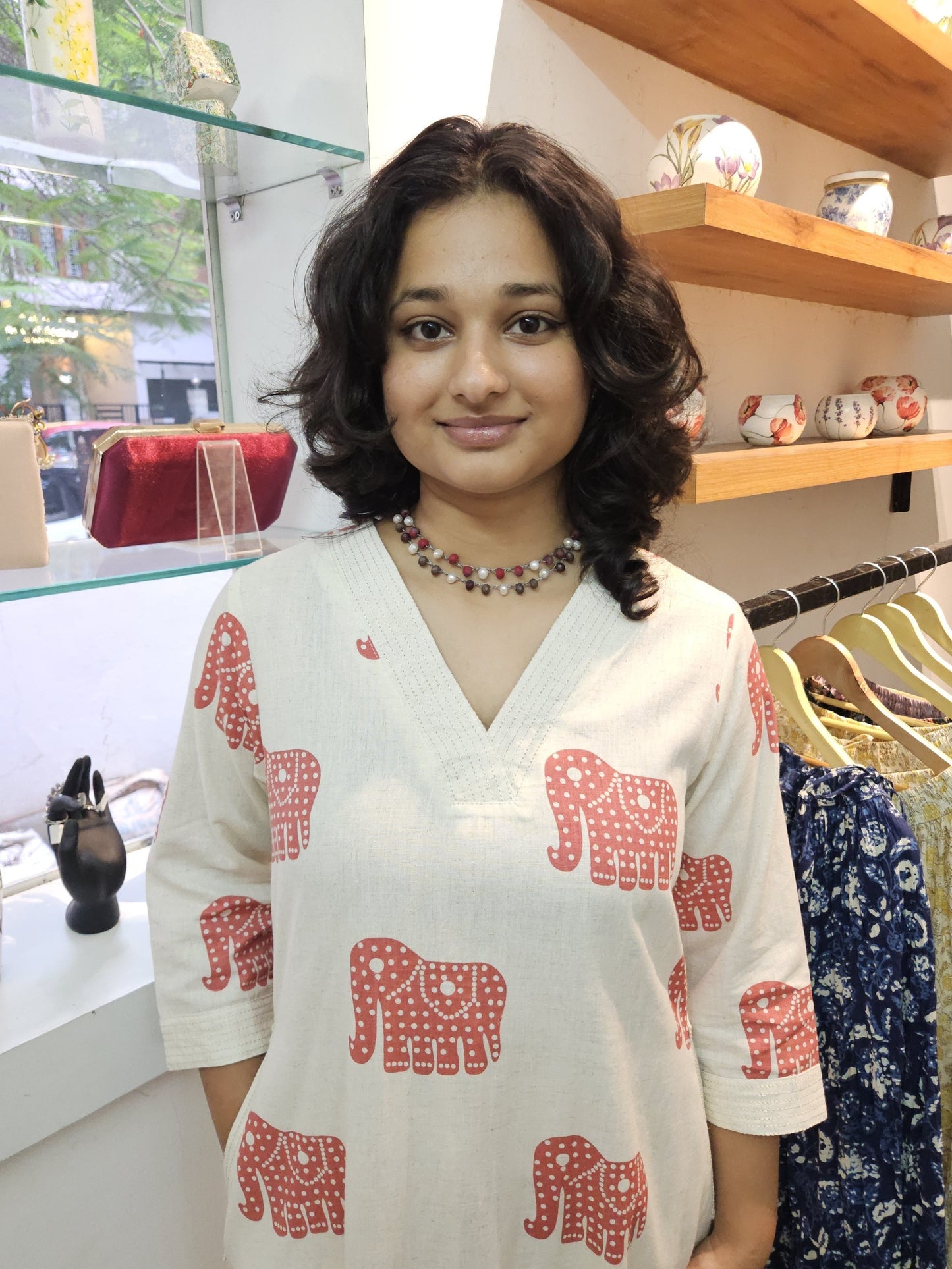 Off-white & Rust Aline Cotton Palazzo Set