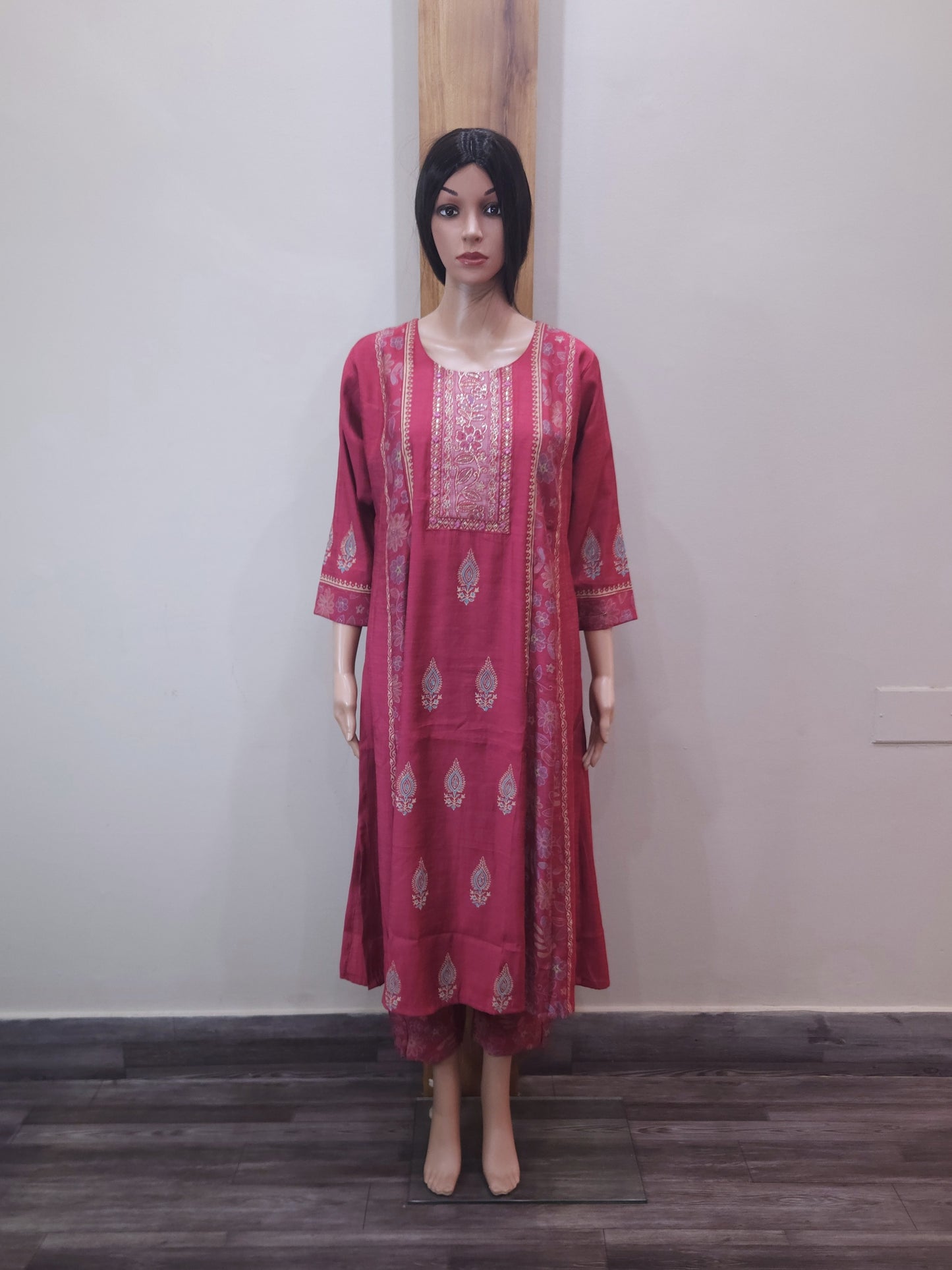 Magenta Cotton Stylish Dupatta Set
