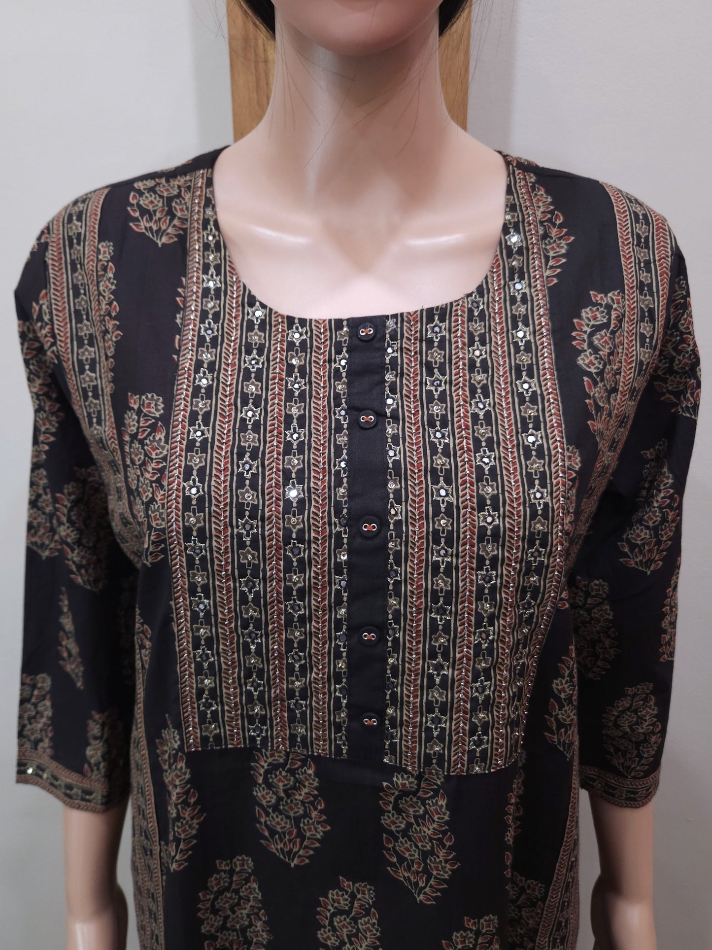 Black Brown Cotton Kurti