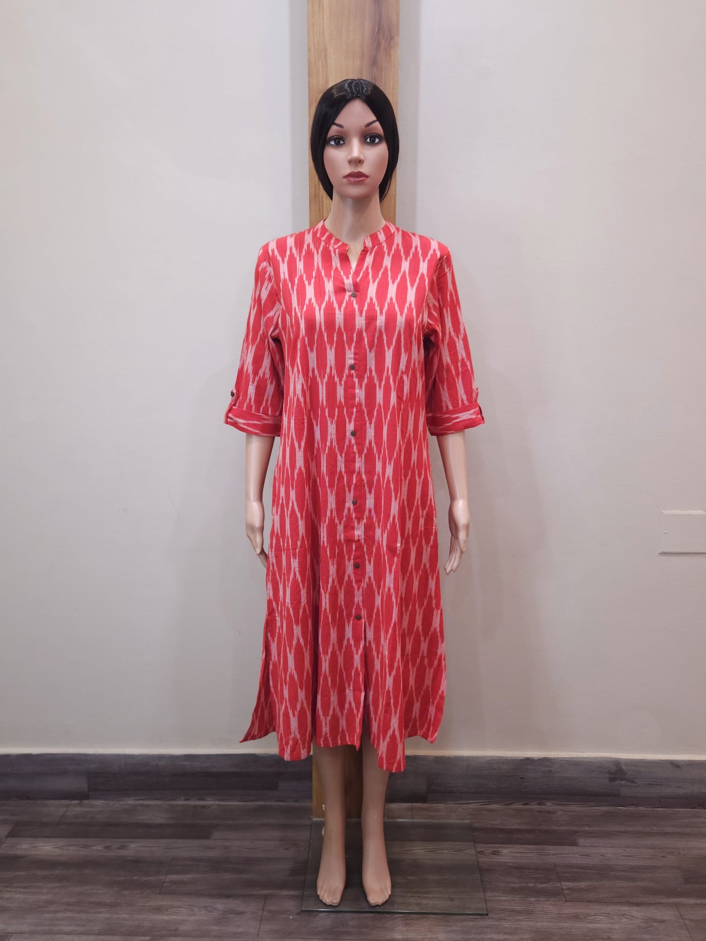 Red Aline Cotton Kurti