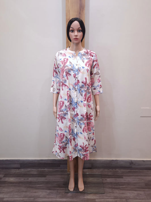 Offwhite Pink Aline Kurti