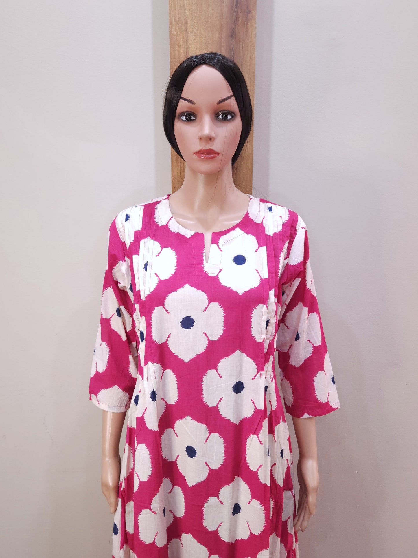 Red Pleats Cotton Kurti