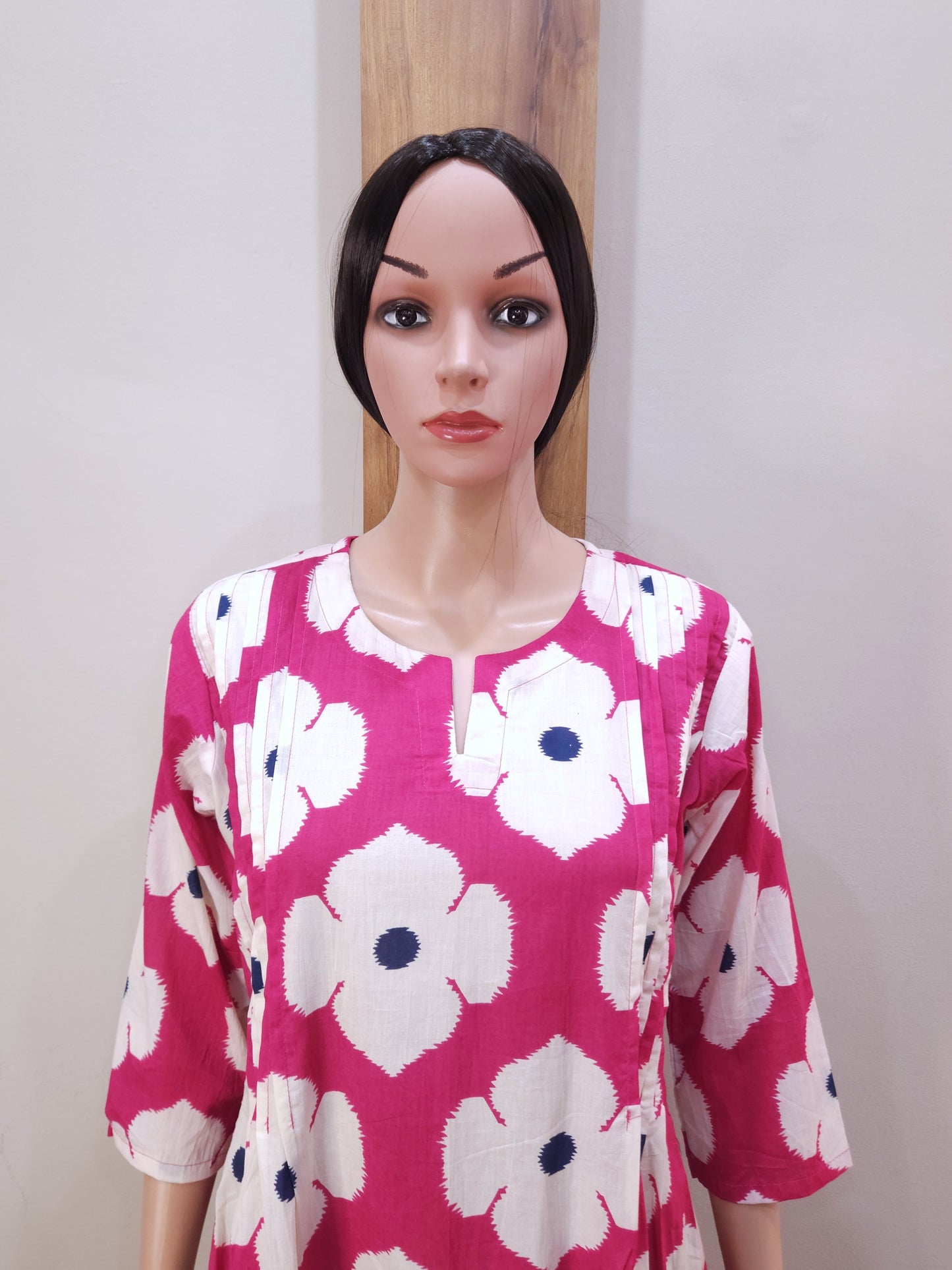 Red Pleats Cotton Kurti