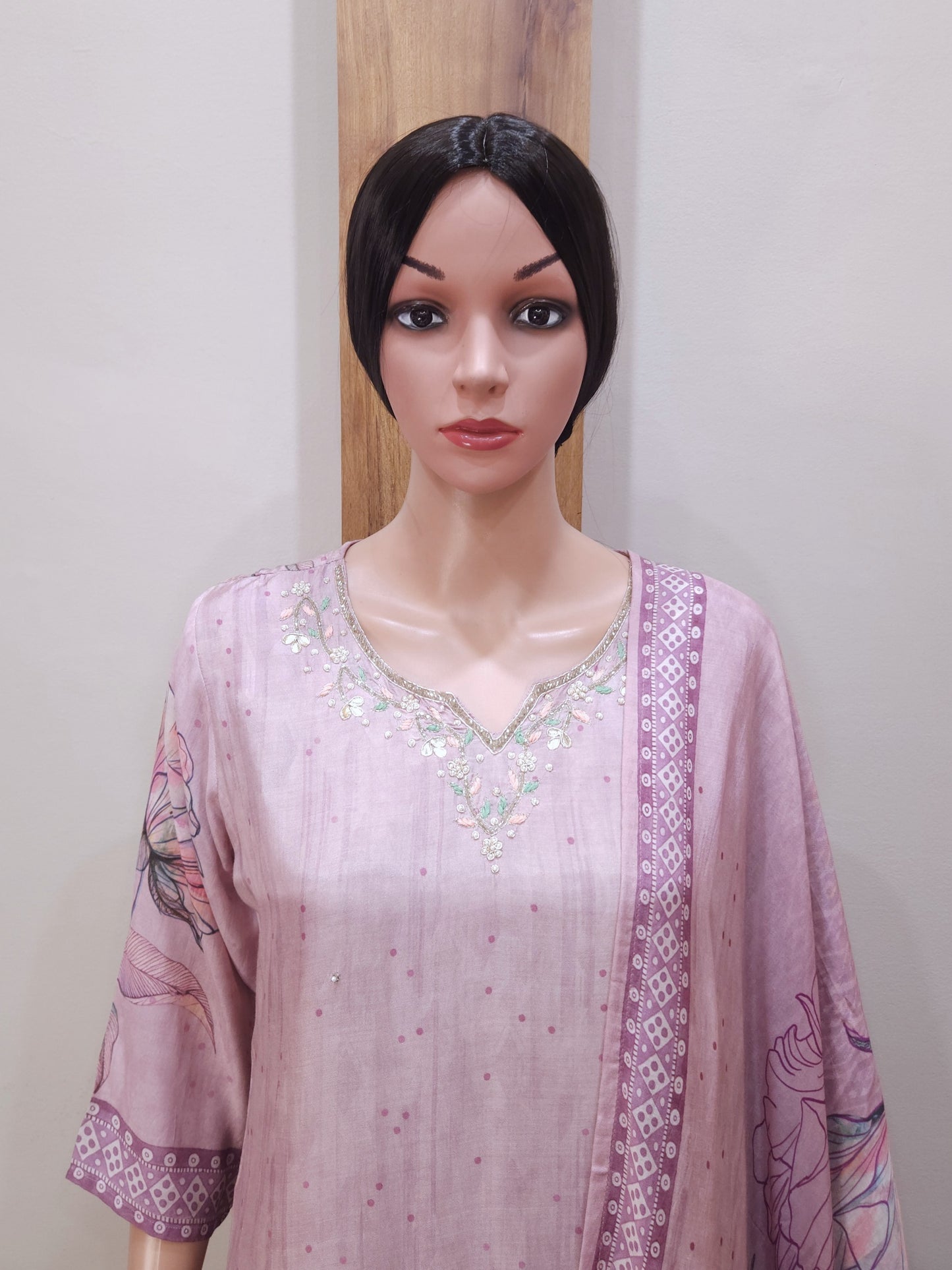 Peach Muslin Partywear Stylish Dupatta Set