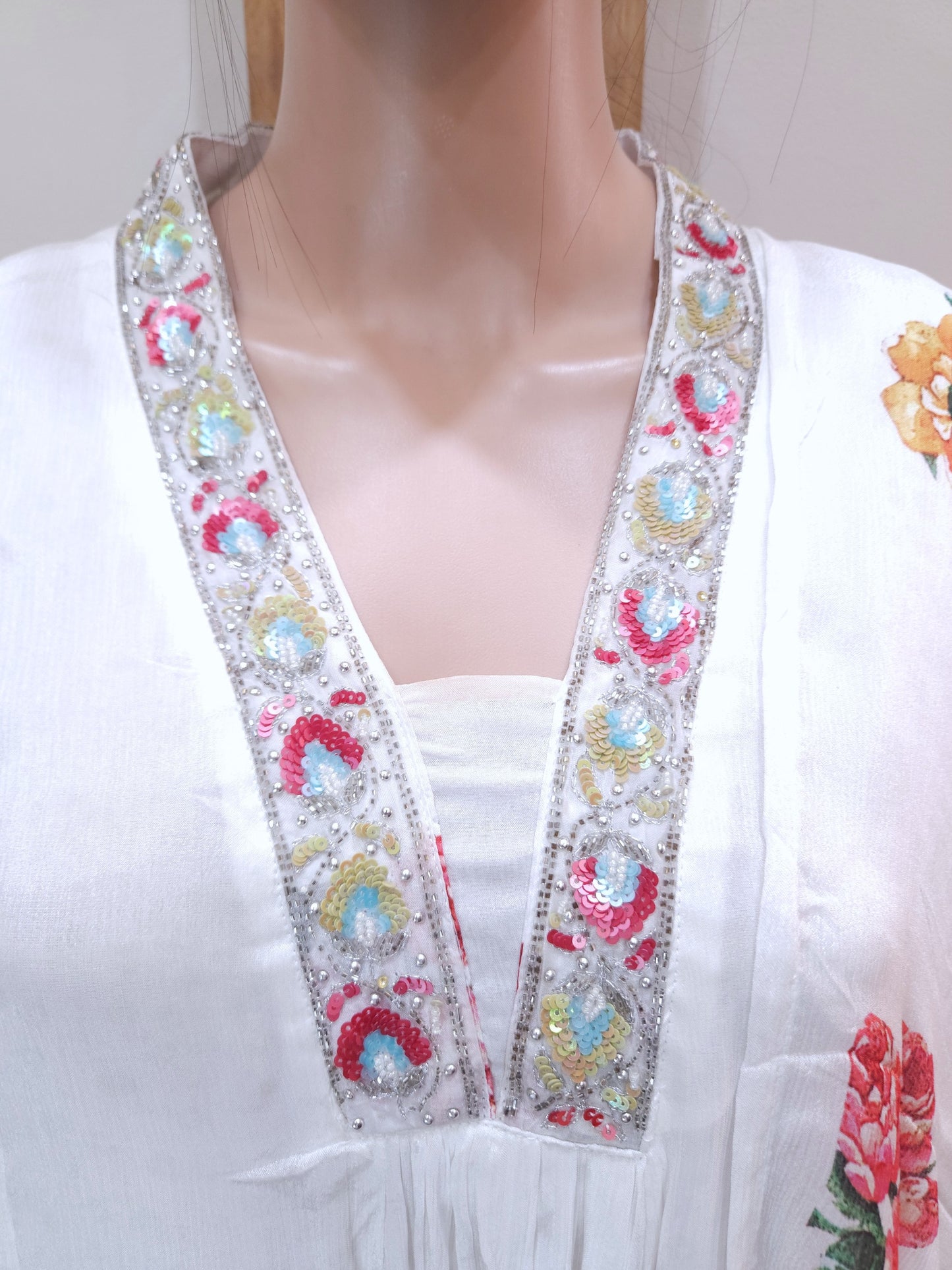 White Crepe Stylish Short Kurta Partywear with Palazzo and Dupatta