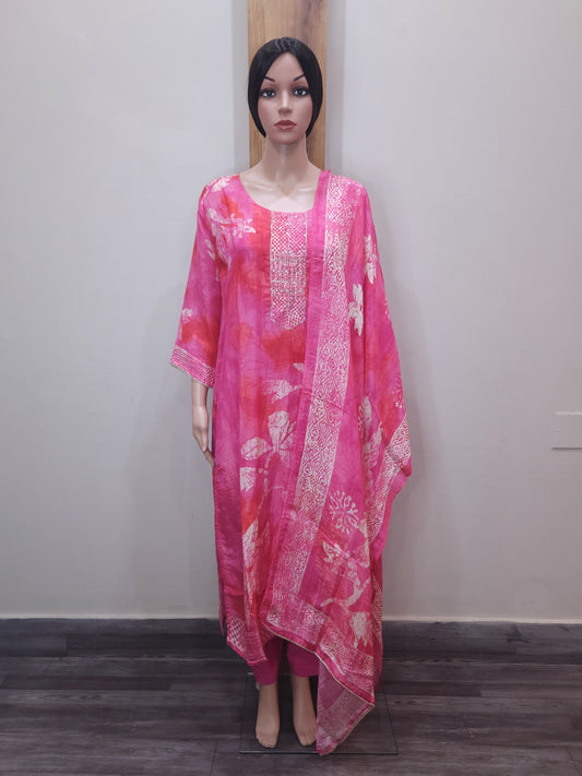 Orange Guchi Silk Partywear Dupatta Set