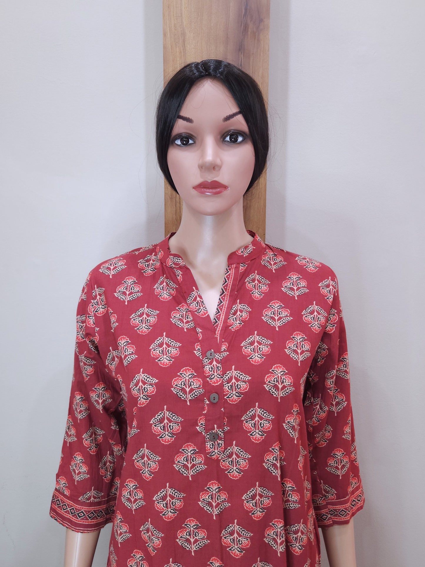 Brick Red Cotton Aline Pant Set