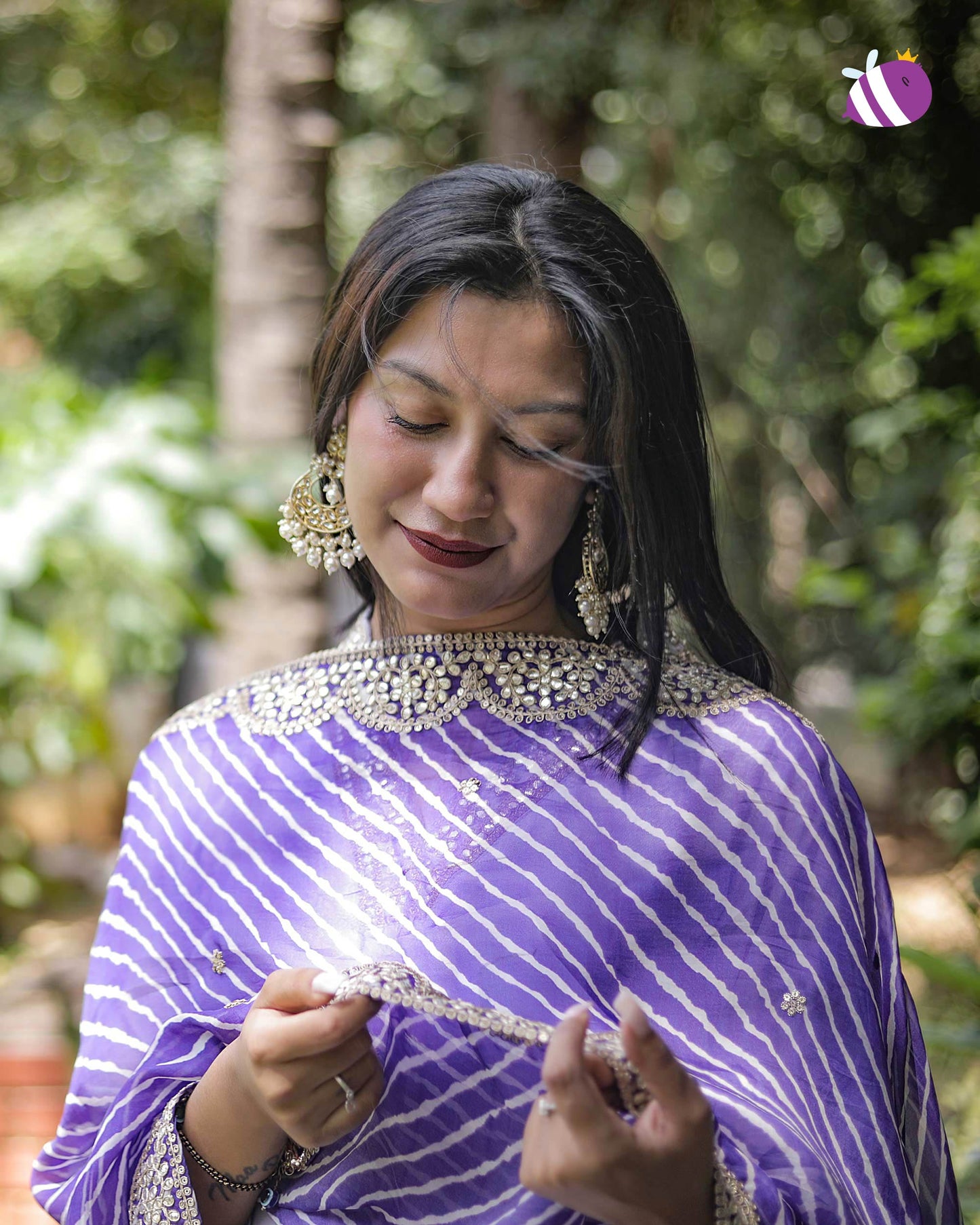 Lavender Dola Silk V Neck Stylish Kurta with Pant and Heavy Dupatta