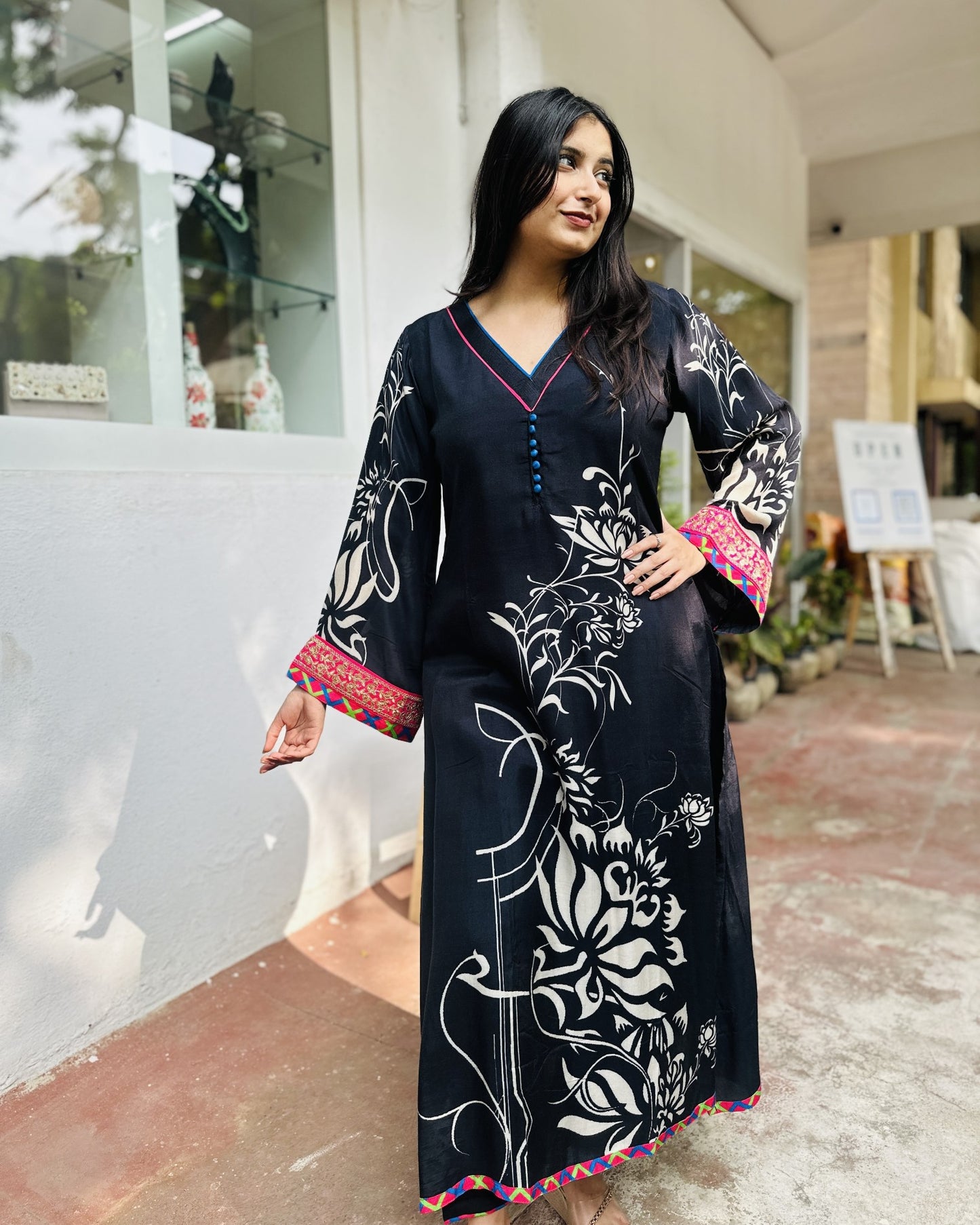 Black Muslin Premium Kurta with Pant