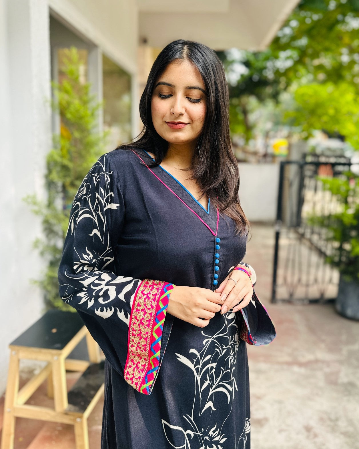 Black Muslin Premium Kurta with Pant