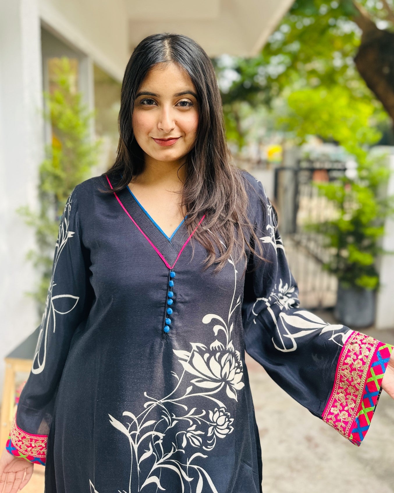 Black Muslin Premium Kurta with Pant