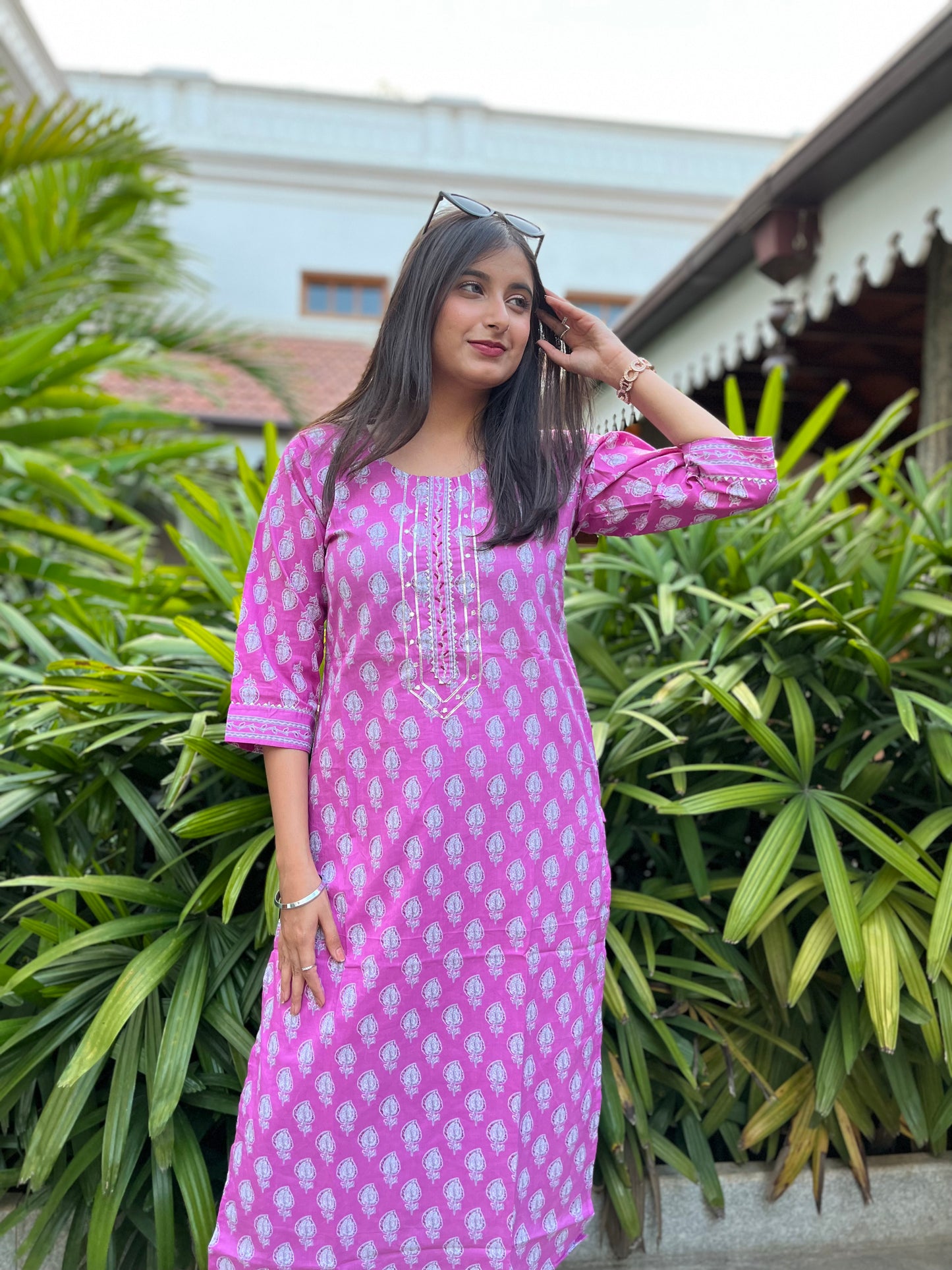 Pink Cotton Kurta with Pant HSR