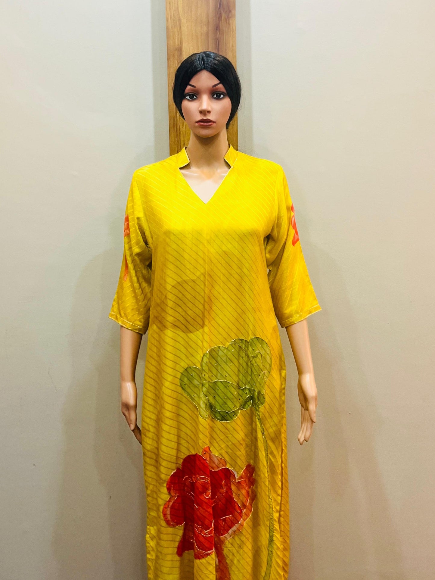 Yellow Muslin Stylish Kurta