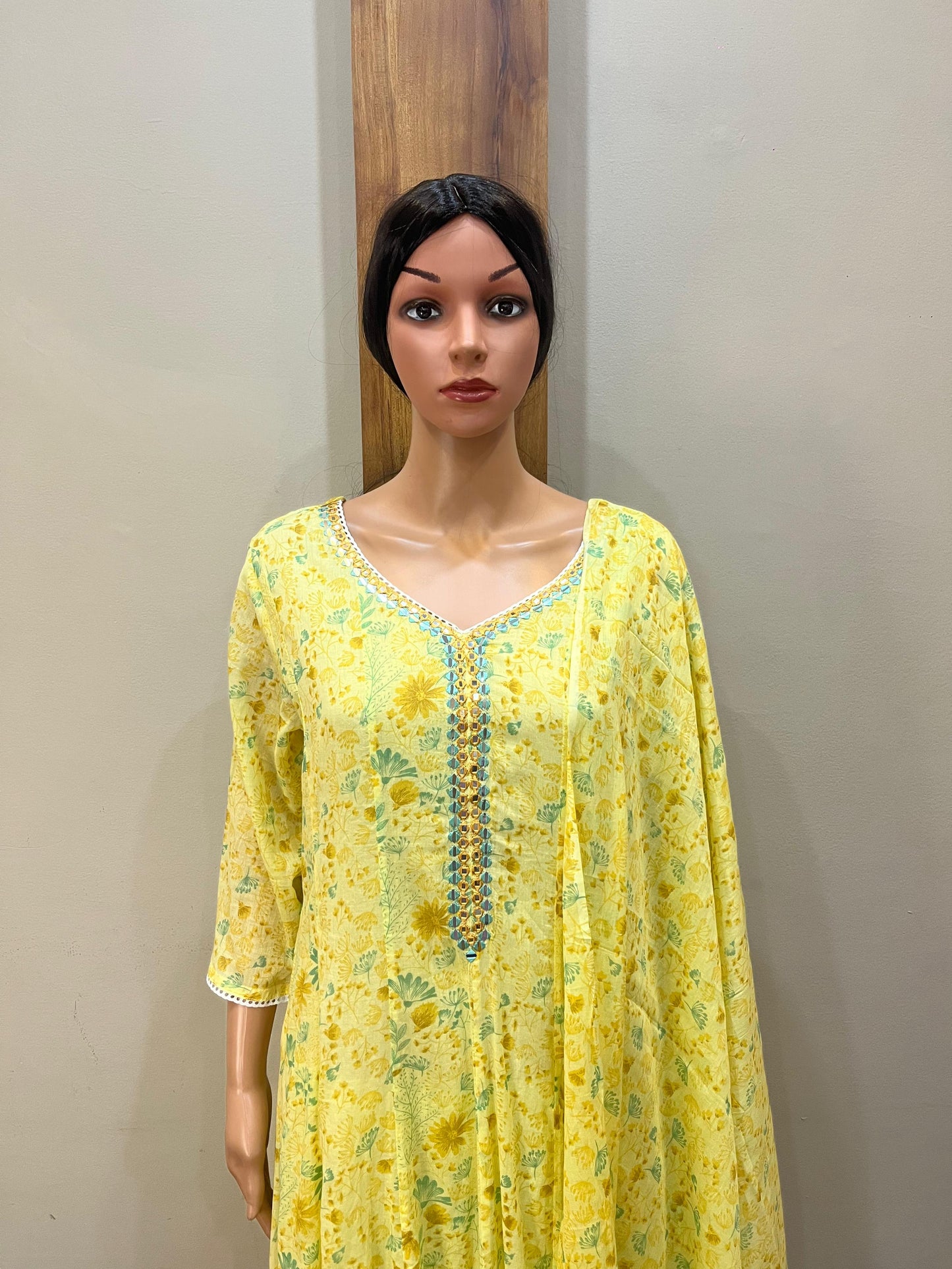 Yellow teal mul cotton ds