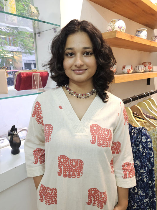 Off-white & Rust Aline Cotton Palazzo Set