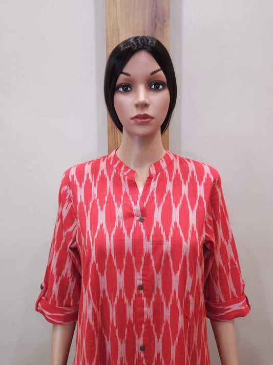 Red Aline Cotton Kurti