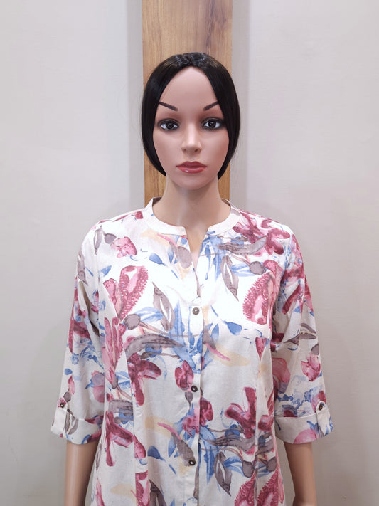 Offwhite Pink Aline Kurti