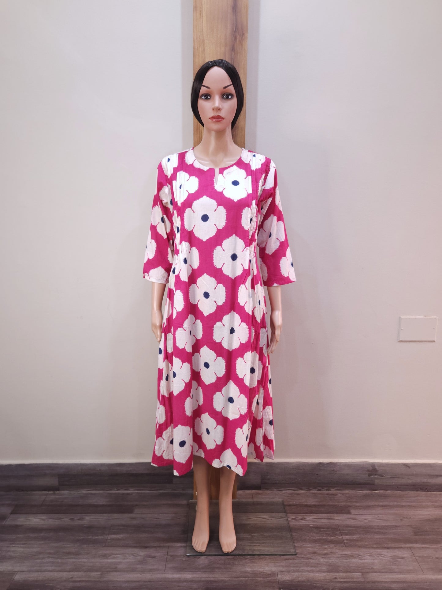 Red Pleats Cotton Kurti