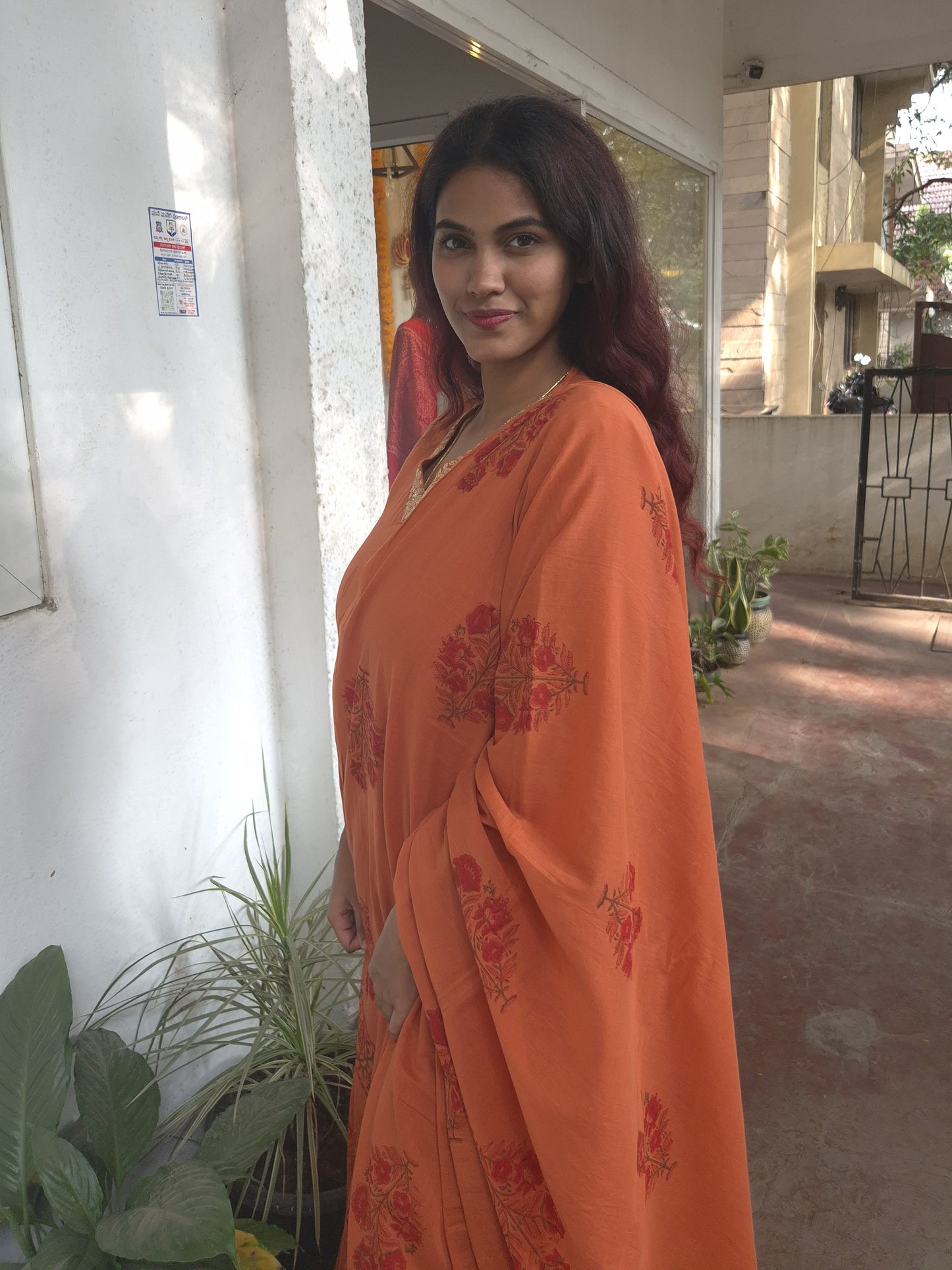 Rust Stylish Aline  Cotton Dupatta Set