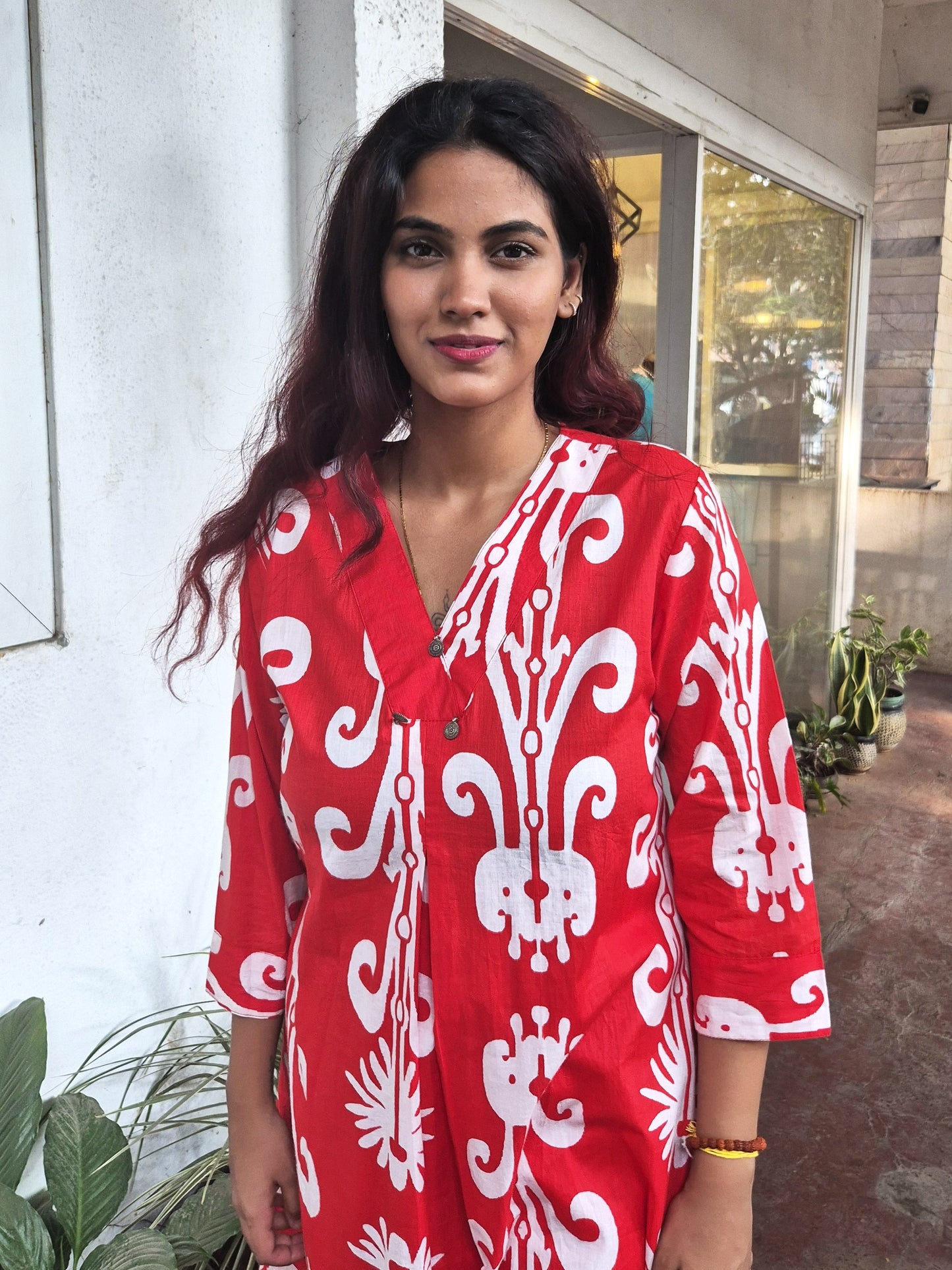 Red cotton palazzo set
