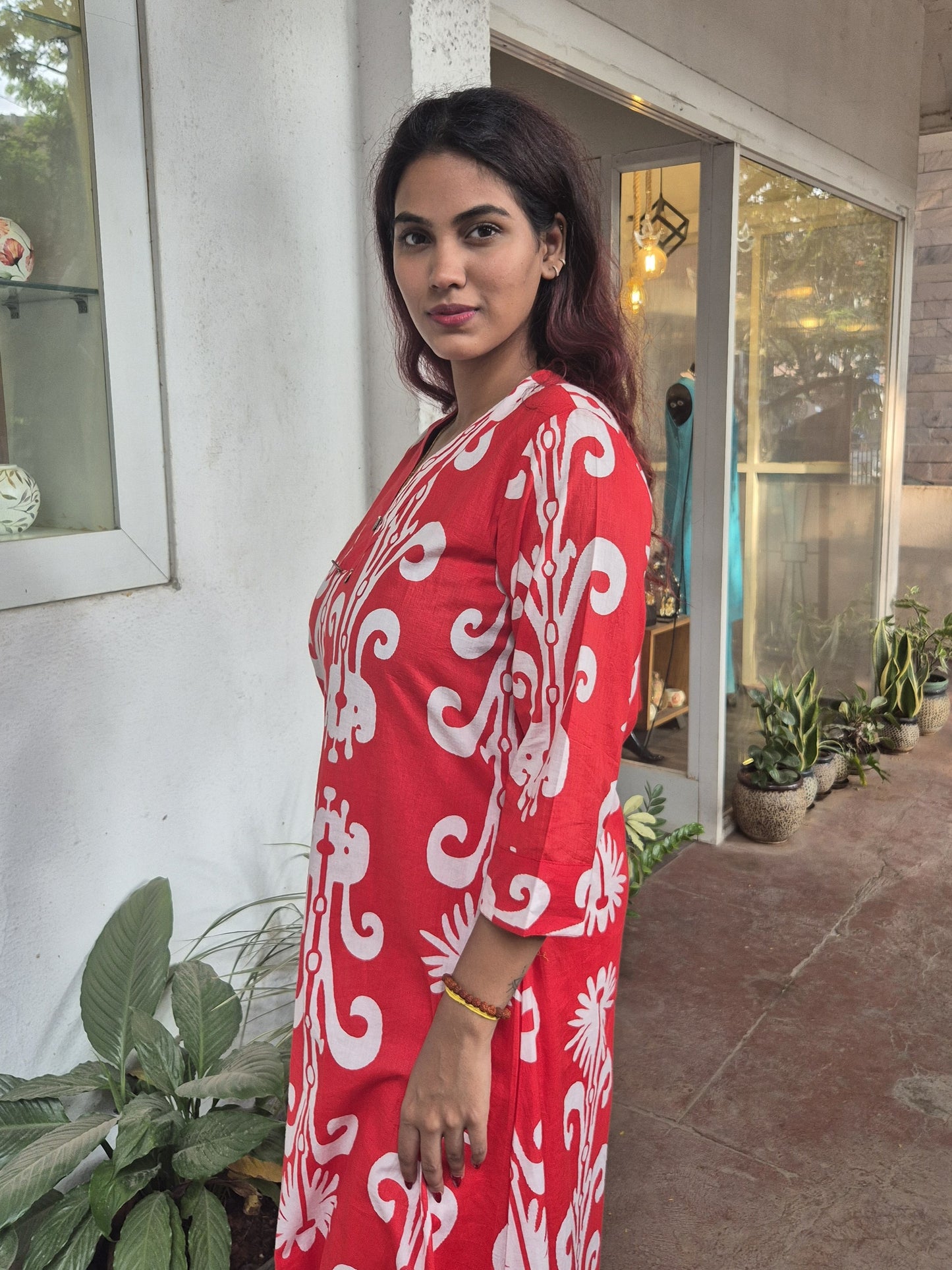 Red cotton palazzo set