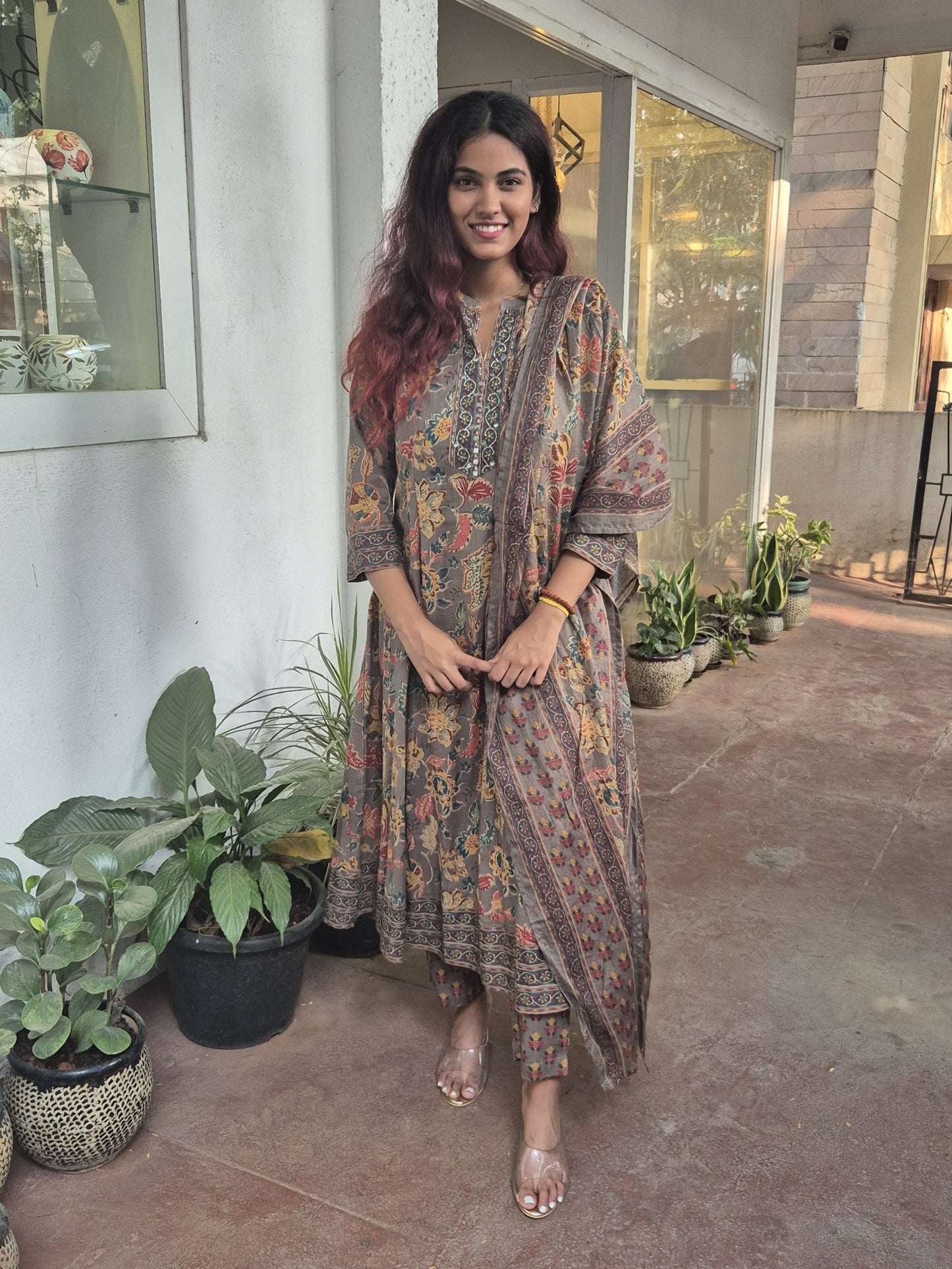 Green Anarkali Dupatta Set