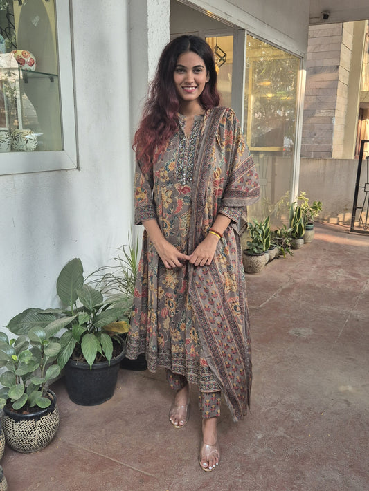 Green Anarkali Dupatta Set