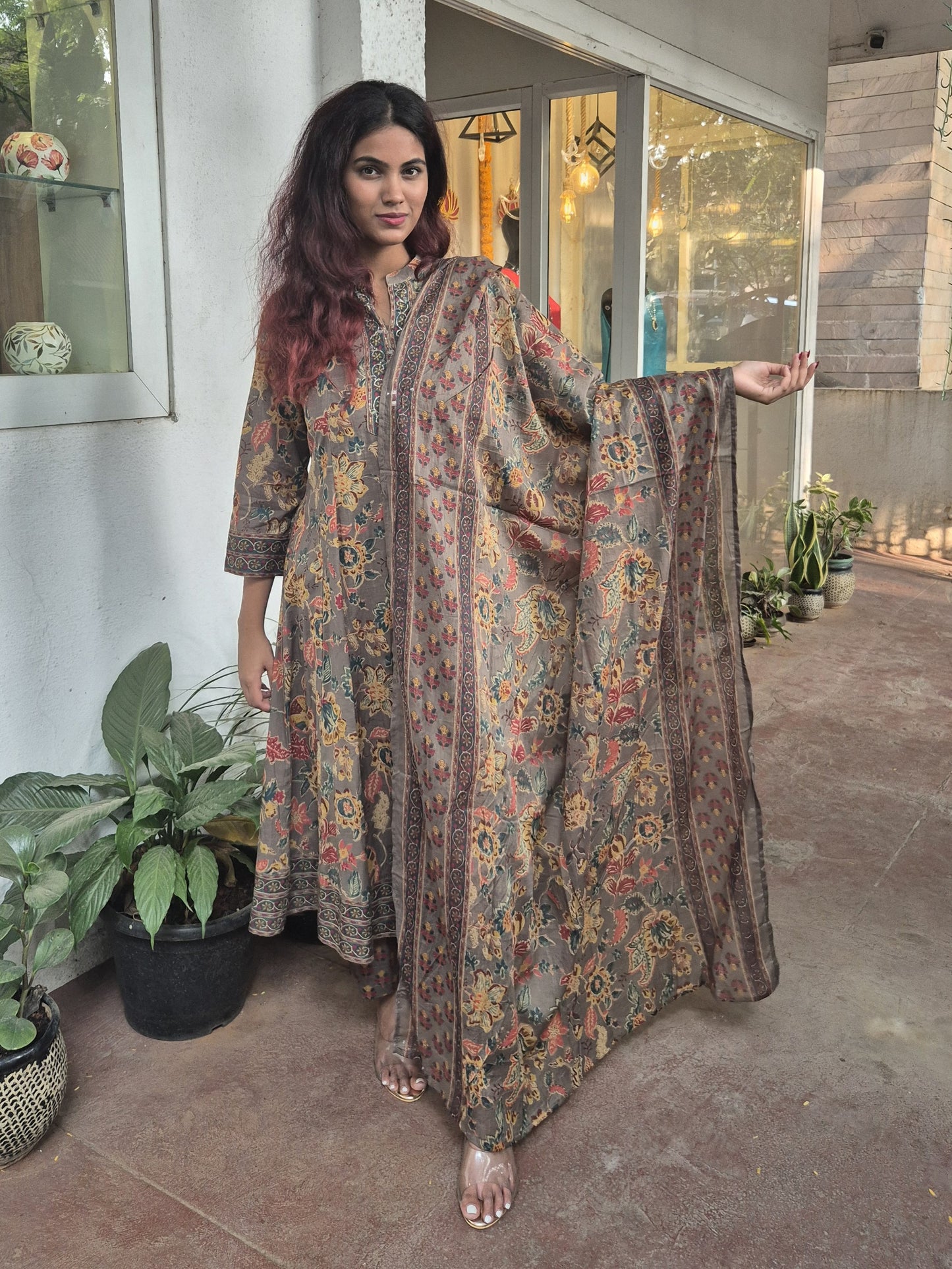 Green Anarkali Dupatta Set