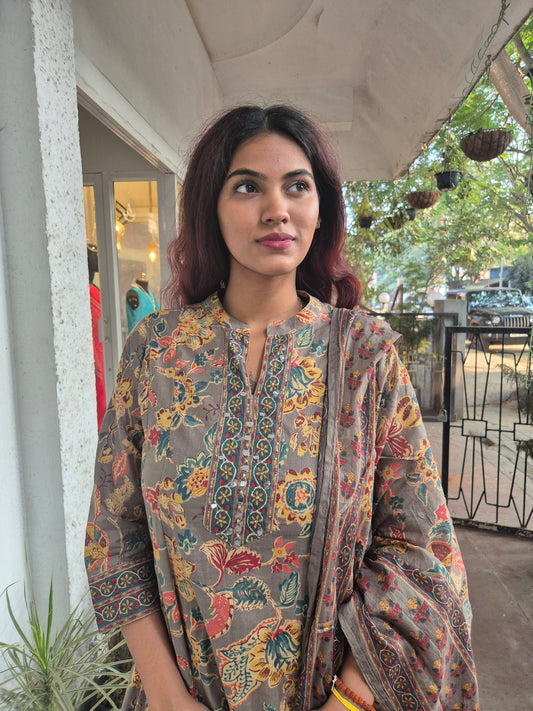 Green Anarkali Dupatta Set