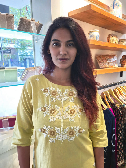 Yellow Cotton Kurti