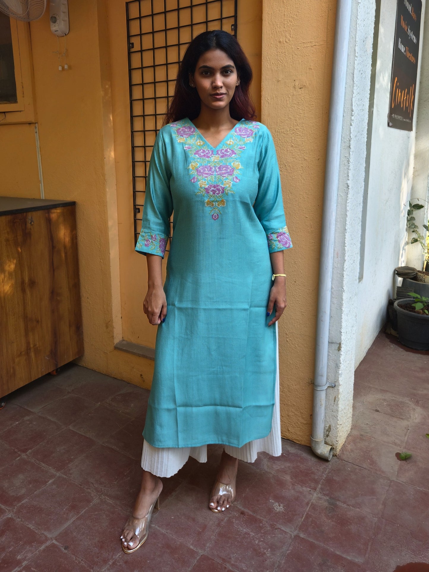 Green Embroidery Kurti