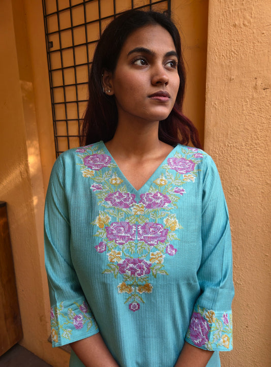 Green Embroidery Kurti