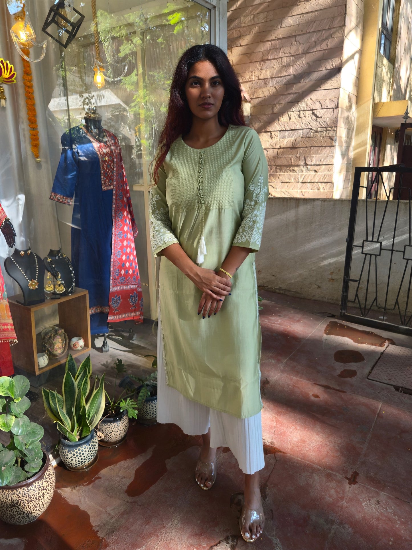 Green Silk Kurti
