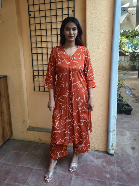 Rust Silk Co-Ord Set