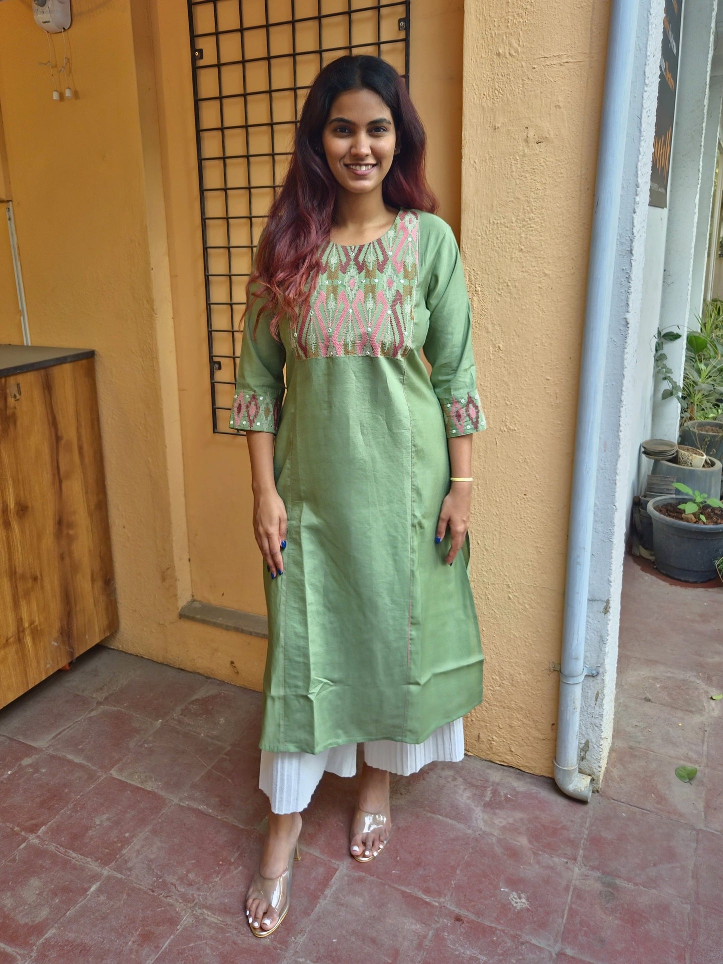 Green Embroidery Kurti