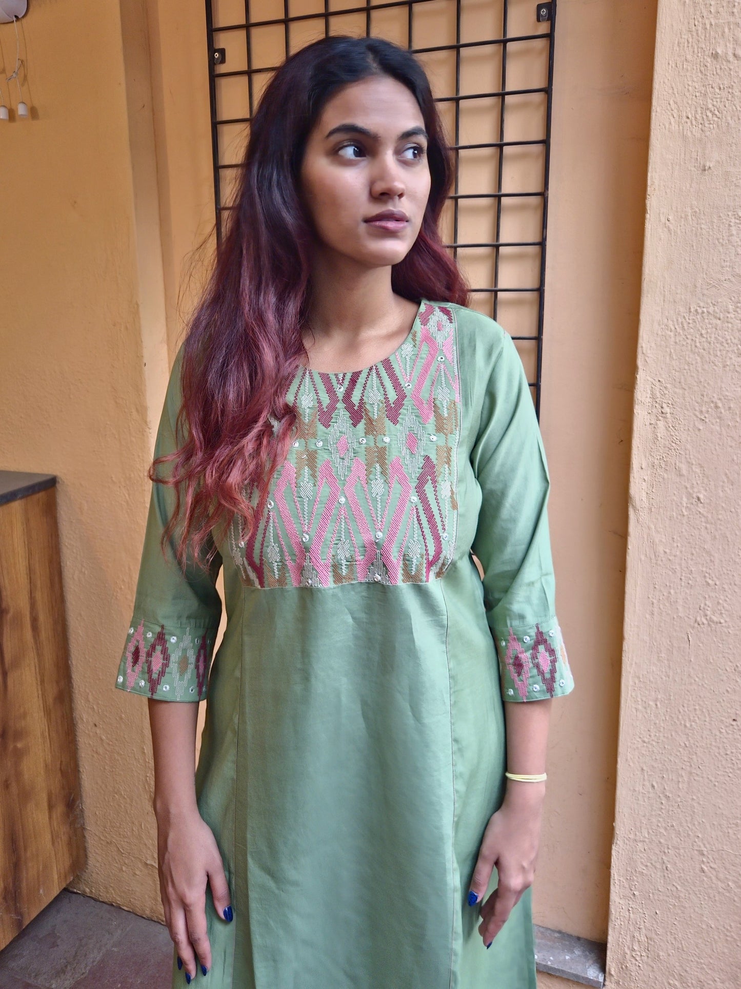 Green Embroidery Kurti