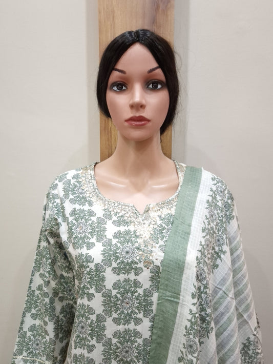 Green floral cotton DS