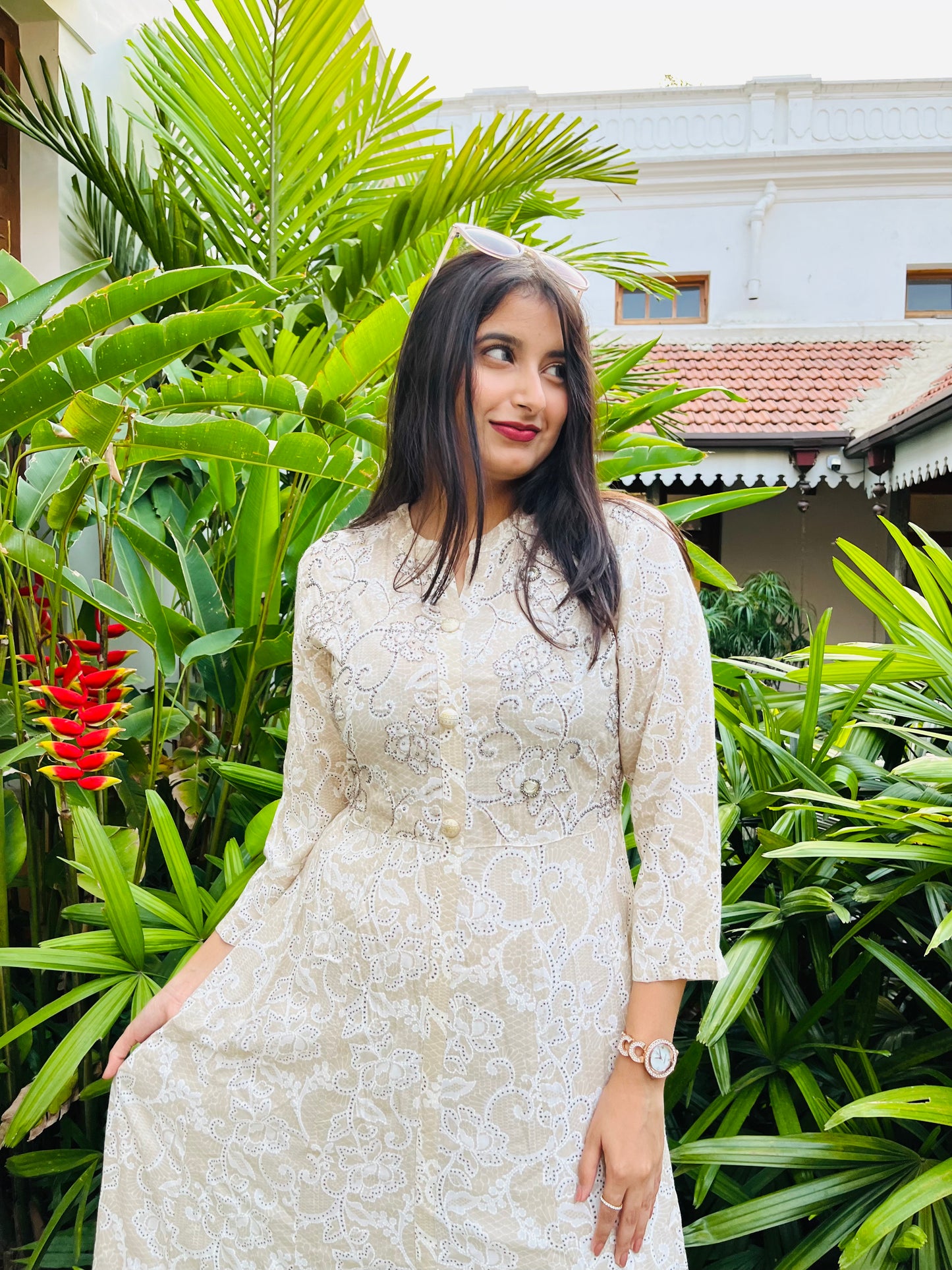 Off-white Embroidered Premium Anarkali Dress