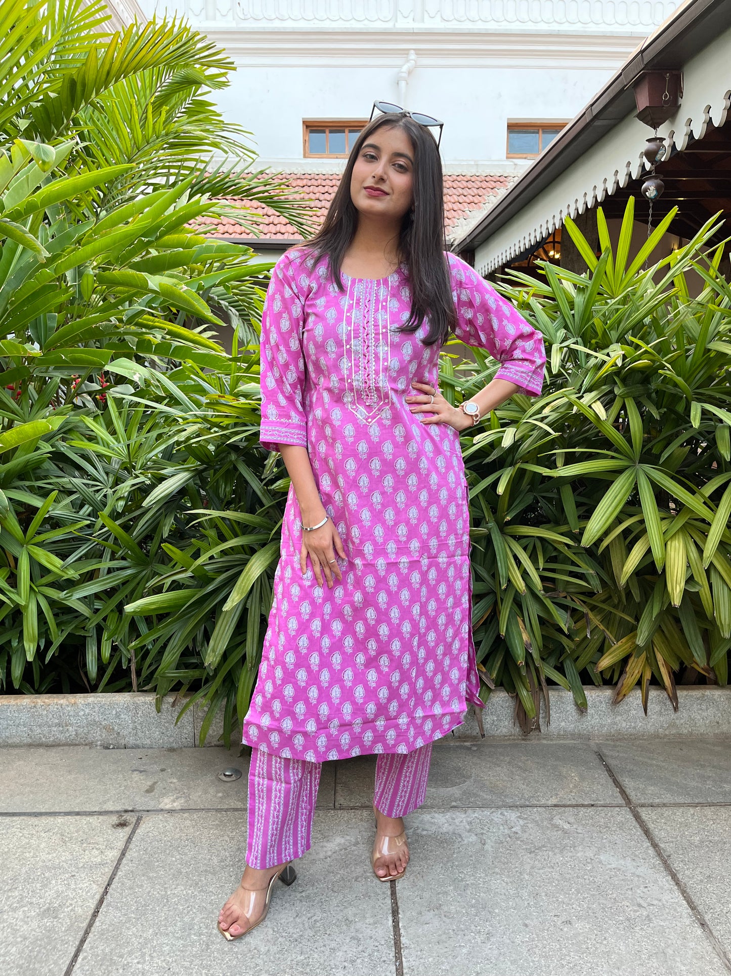 Pink Cotton Kurta with Pant HSR