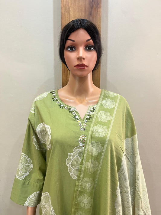 Green mirrorwork cotton DS