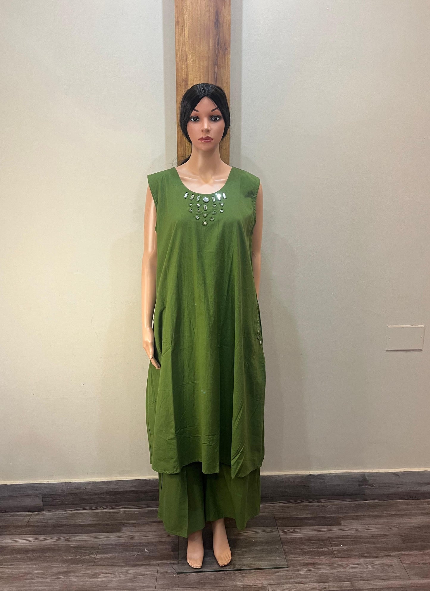 green sleeveless cotton ps