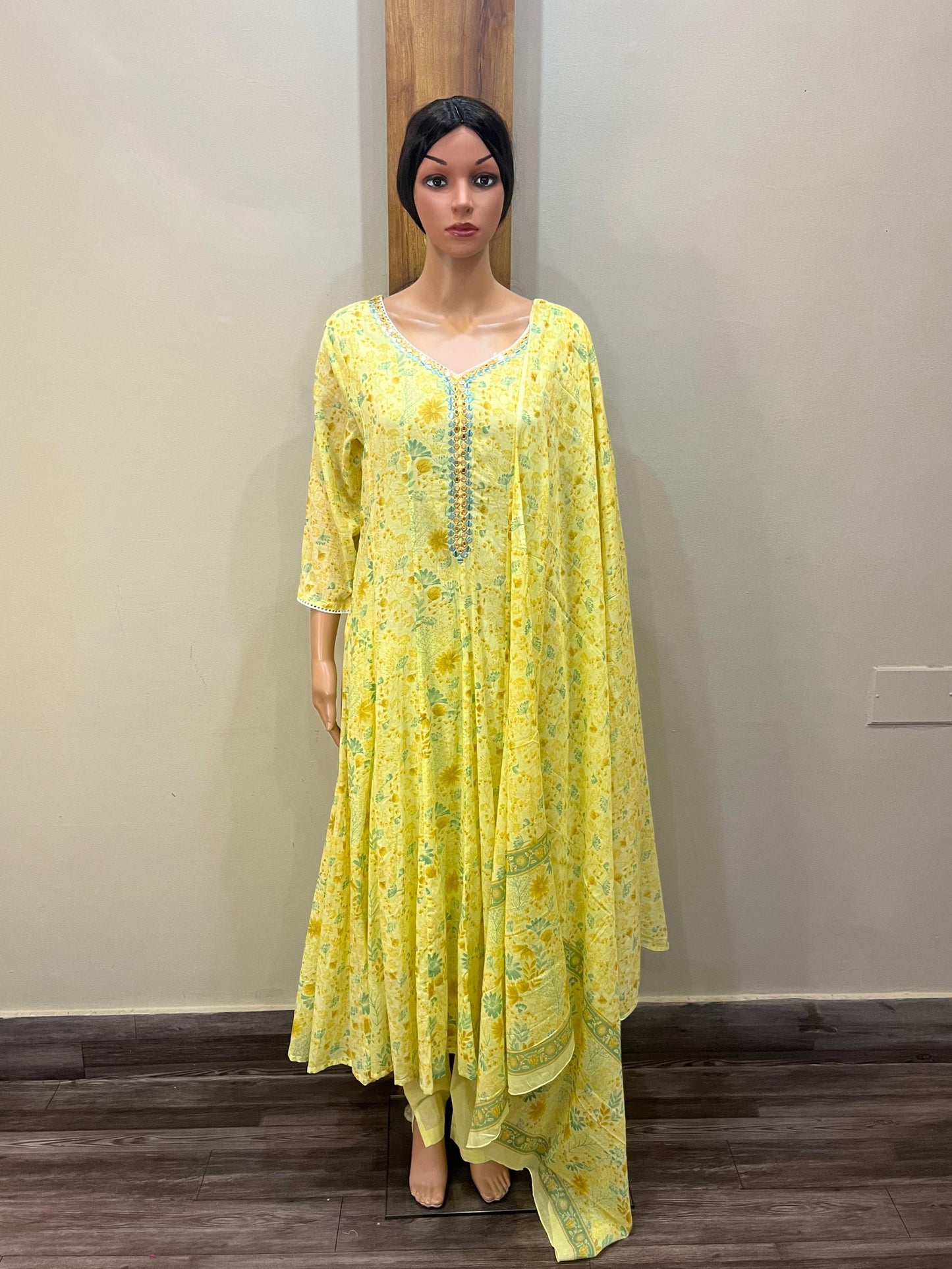 Yellow teal mul cotton ds