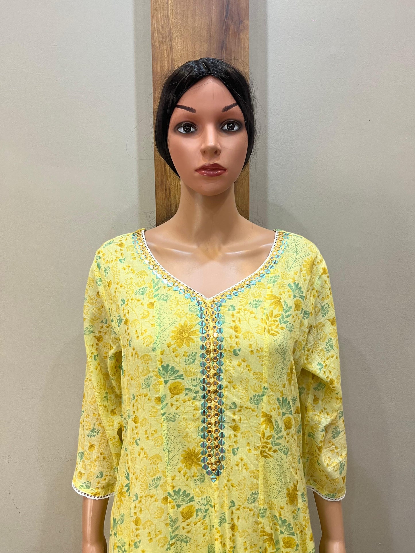 Yellow teal mul cotton ds