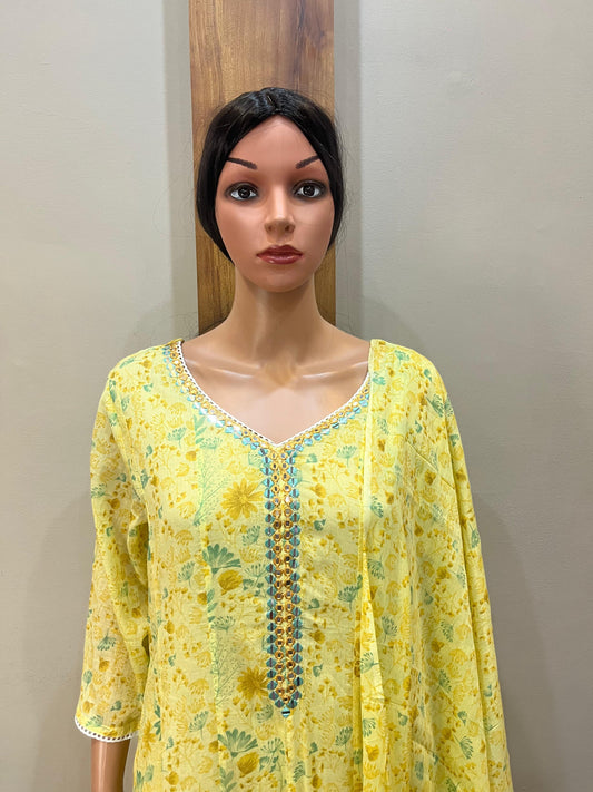 Yellow teal mul cotton ds