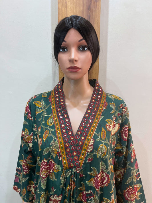 Green Cotton Stylish Dupatta Set