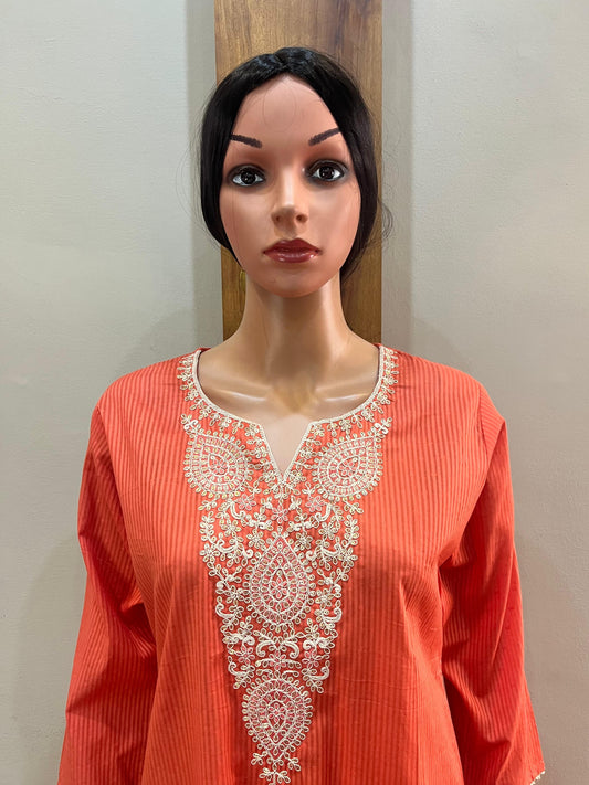 orange cotton kurti