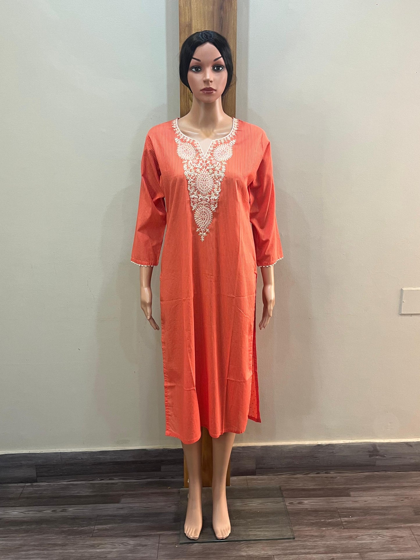 orange cotton kurti