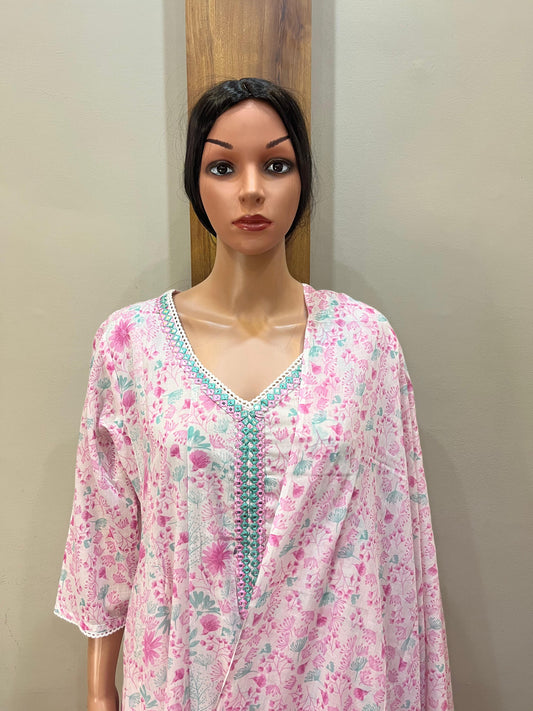 White pink mul cotton ds